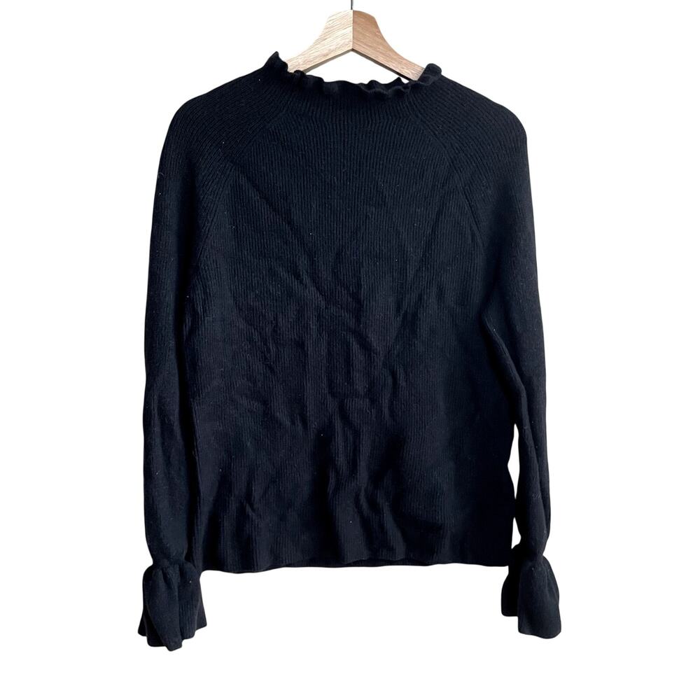 Banana Republic merino wool cashmere blend black knit sweater women's L FLAW